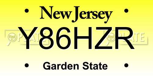 Y86HZR New Jersey License Plate