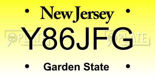 Y86JFG New Jersey License Plate
