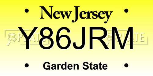 Y86JRM New Jersey License Plate