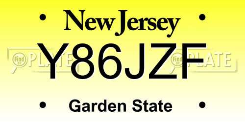 Y86JZF New Jersey License Plate
