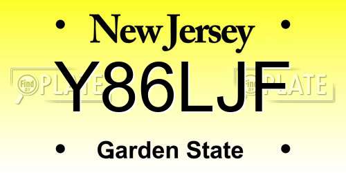 Y86LJF New Jersey License Plate