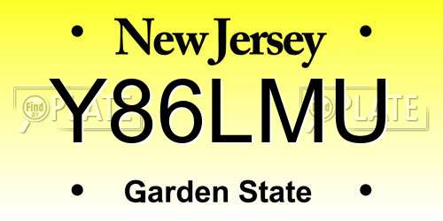 Y86LMU New Jersey License Plate