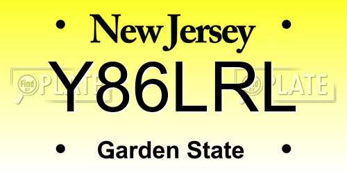 Y86LRL New Jersey License Plate