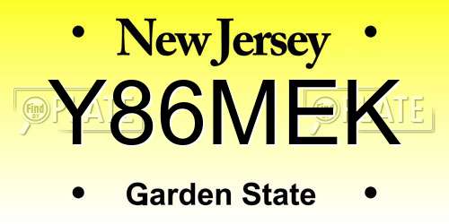 Y86MEK New Jersey License Plate