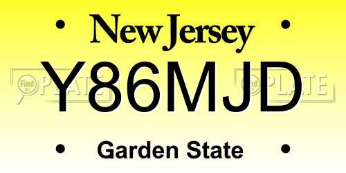Y86MJD New Jersey License Plate