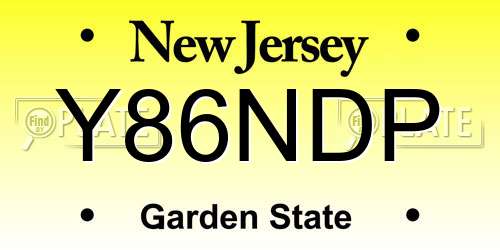 Y86NDP New Jersey License Plate