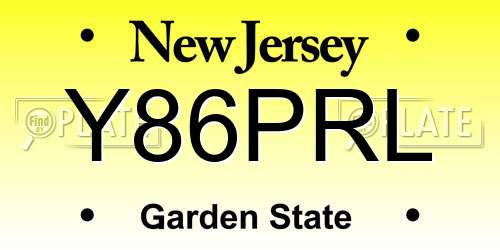 Y86PRL New Jersey License Plate