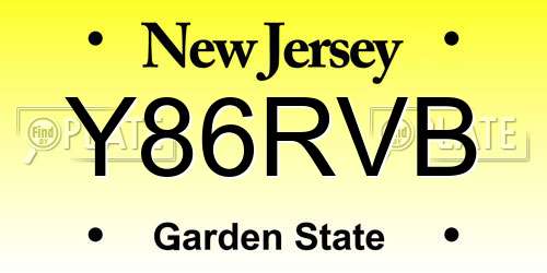 Y86RVB New Jersey License Plate