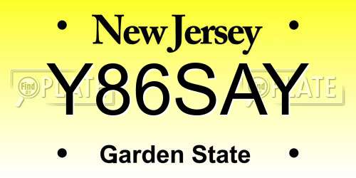 Y86SAY New Jersey License Plate