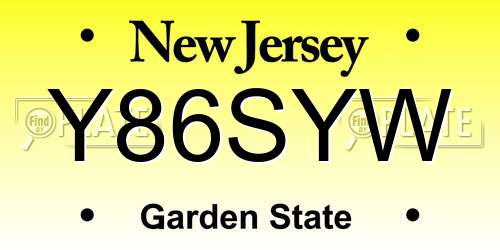 Y86SYW New Jersey License Plate