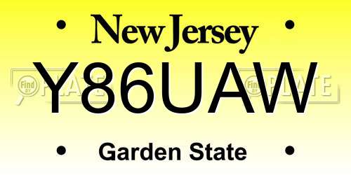 Y86UAW New Jersey License Plate