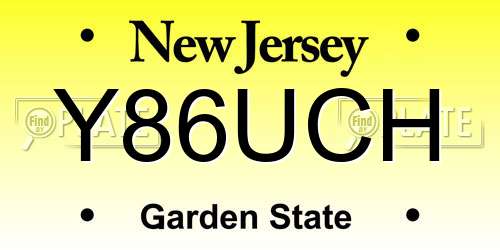 Y86UCH New Jersey License Plate