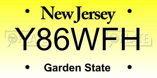 Y86WFH New Jersey License Plate