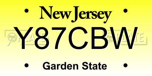Y87CBW New Jersey License Plate