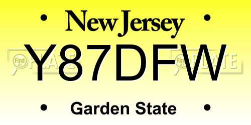 Y87DFW New Jersey License Plate