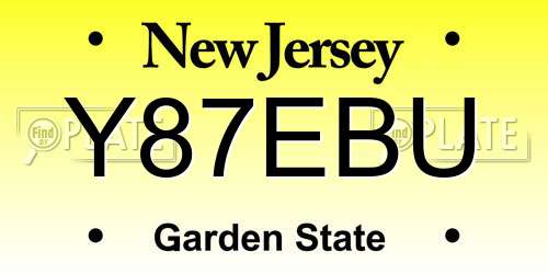 Y87EBU New Jersey License Plate