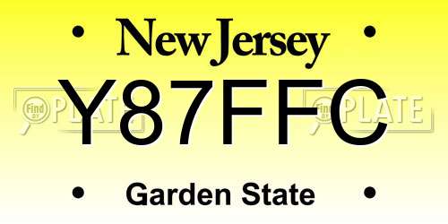 Y87FFC New Jersey License Plate