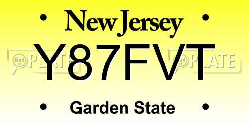 Y87FVT New Jersey License Plate