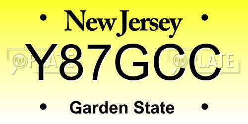 Y87GCC New Jersey License Plate