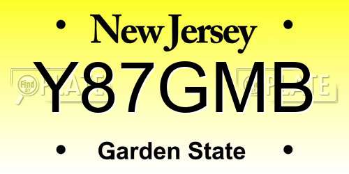 Y87GMB New Jersey License Plate