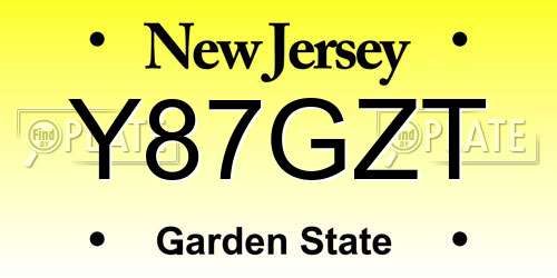 Y87GZT New Jersey License Plate