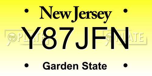 Y87JFN New Jersey License Plate