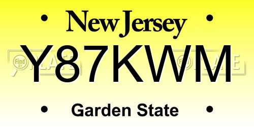 Y87KWM New Jersey License Plate