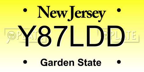 Y87LDD New Jersey License Plate