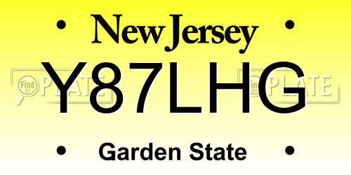 Y87LHG New Jersey License Plate
