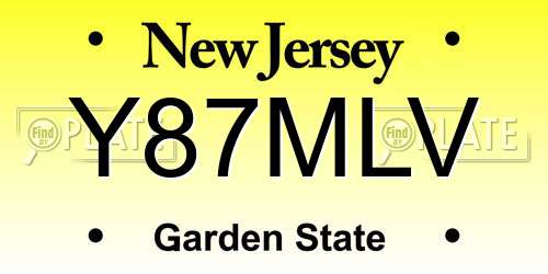 Y87MLV New Jersey License Plate