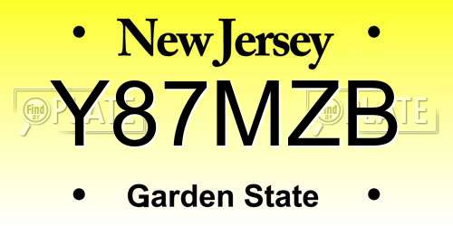 Y87MZB New Jersey License Plate