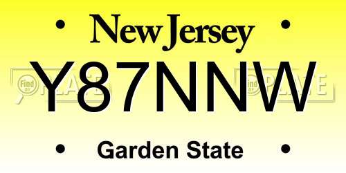 Y87NNW New Jersey License Plate