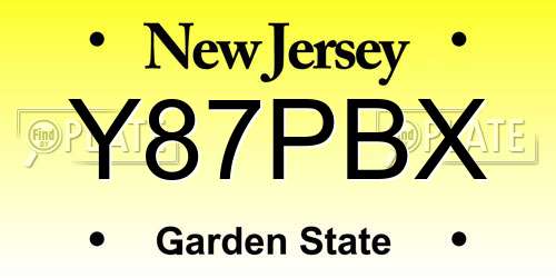 Y87PBX New Jersey License Plate