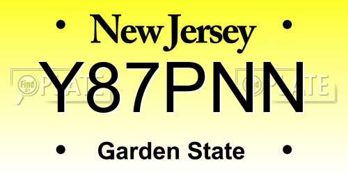 Y87PNN New Jersey License Plate