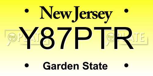 Y87PTR New Jersey License Plate