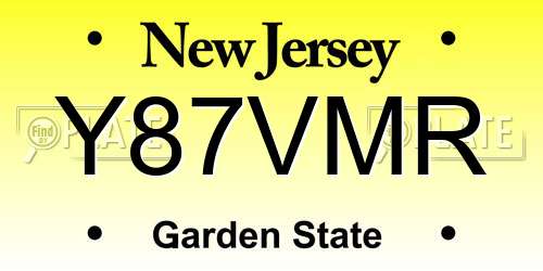Y87VMR New Jersey License Plate