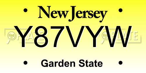 Y87VYW New Jersey License Plate