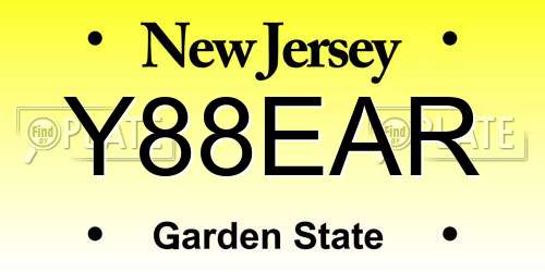 Y88EAR New Jersey License Plate