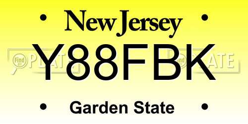 Y88FBK New Jersey License Plate