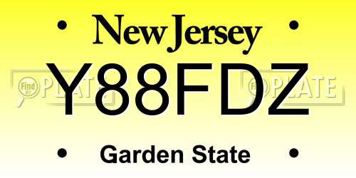 Y88FDZ New Jersey License Plate