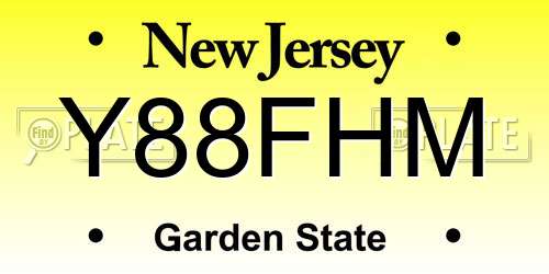 Y88FHM New Jersey License Plate