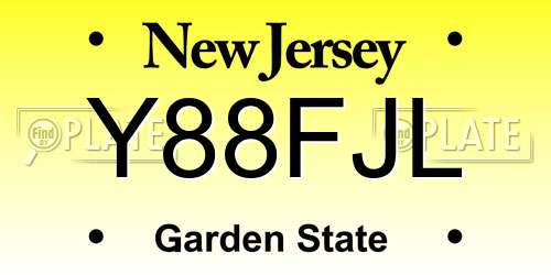 Y88FJL New Jersey License Plate