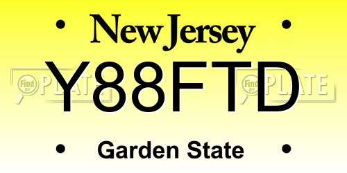 Y88FTD New Jersey License Plate