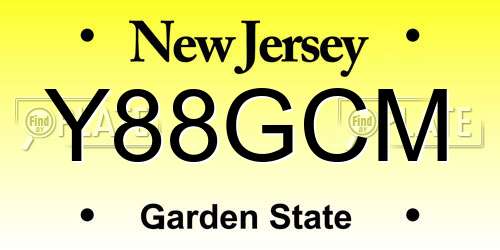 Y88GCM New Jersey License Plate