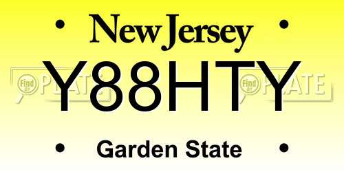 Y88HTY New Jersey License Plate