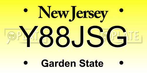 Y88JSG New Jersey License Plate