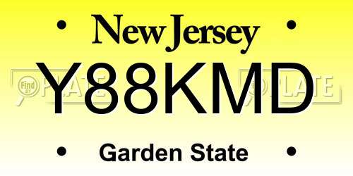 Y88KMD New Jersey License Plate