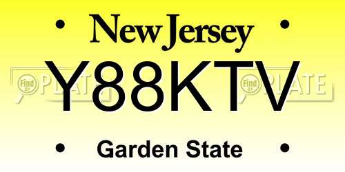 Y88KTV New Jersey License Plate