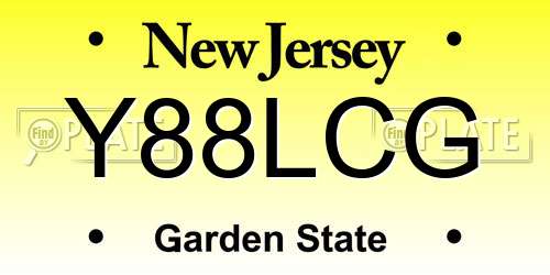 Y88LCG New Jersey License Plate