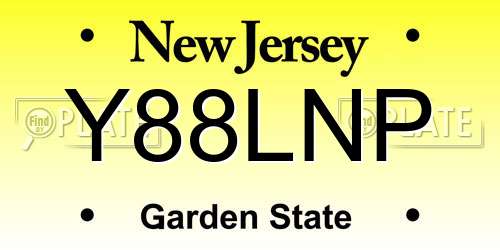 Y88LNP New Jersey License Plate